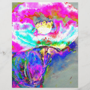 Pavot rose, aquarelle peinture florale