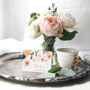 Pavot rose Mariage Carte de remerciements