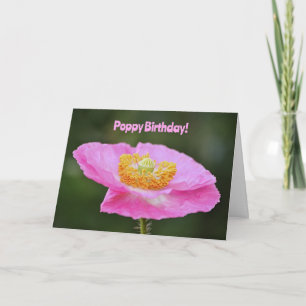 Pavot rose Pun Carte Anniversaire