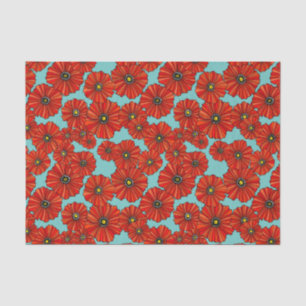 pavots rouges sur le papier de soie de soie
