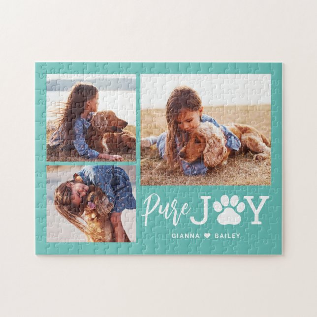 Paw Joy EDITABLE COULEUR Puzzle personnalisé (Horizontal)