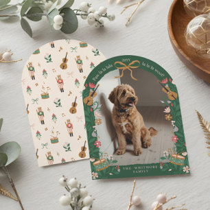 Paw La La Woof Nutcracker Pet Photo Carte de Noël