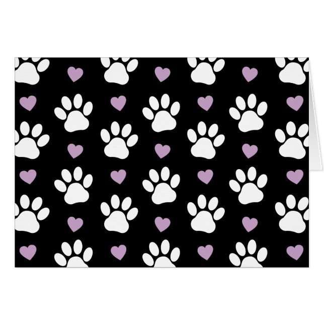 Paw Motif, Chien Paws, White Paws, Lilac Hearts (Devant horizontal)