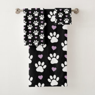 Paw Motif, Chien Paws, White Paws, Lilac Hearts