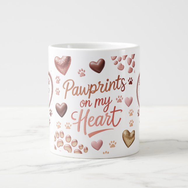 Pawprints on My Heart - Jumbo Pet Lover Mug (Devant)