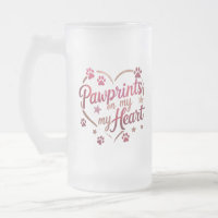 Pawprints on My Heart - Rose Pink Frosted Mug 16oz