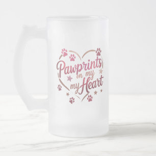 Pawprints on My Heart - Rose Pink Frosted Mug 16oz