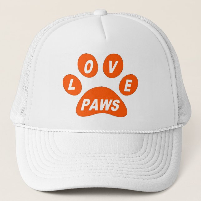 Paws Amour casquette sur Paws Orange (Devant)