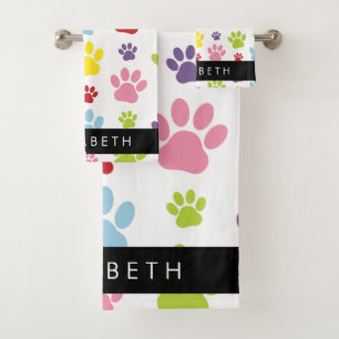 Paws Colorés, Motif Paw, Paws Chiens, Votre Nom