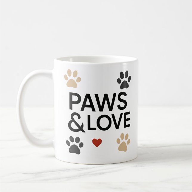"PAWS & LOVE" Pet Lover Mug | Minimalist Dog  (Gauche)
