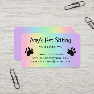 Paws Pastel Cartes de visite arc-en-ciel