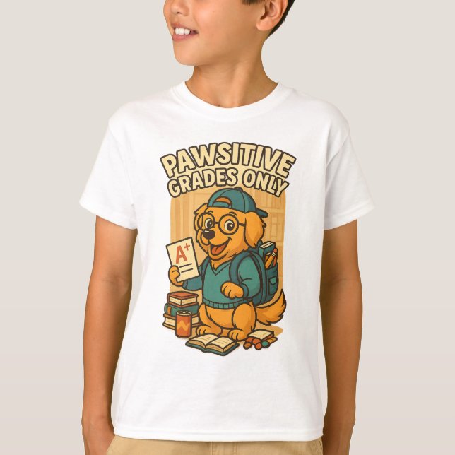 Pawsitive Grades Only - Retour à l'école T-shirt c (Devant)