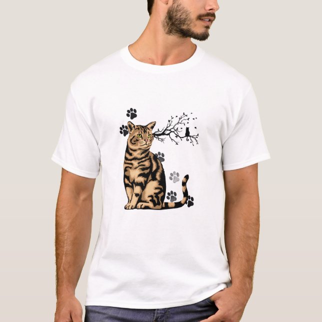 "Pawsitive Vibes" T-Shirt with Cat (Devant)