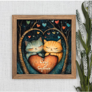 Pawsitly in Love Cosy Together Poster Wall Art