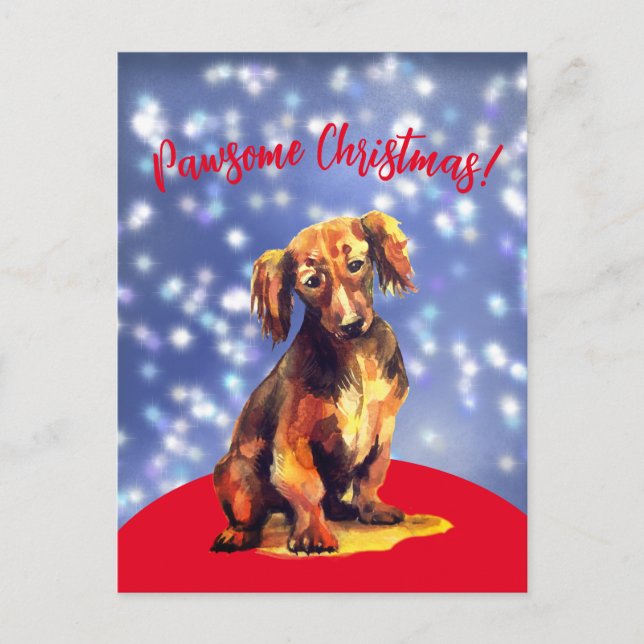 Pawsome noël avec un chien de saucisse ! Carte pos (Devant)