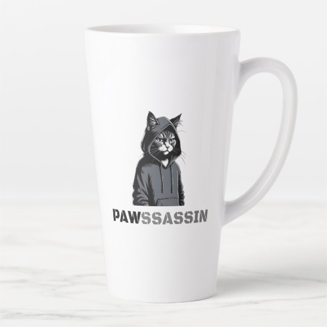 PAWSSASSIN Latte Mug – Hood Cat Energy (Droite)