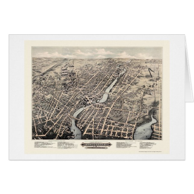 Pawtucket, carte panoramique de RI - 1877 (Devant horizontal)