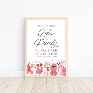 Pawty Girls Pink Puppy Affiche de bienvenue d'anni