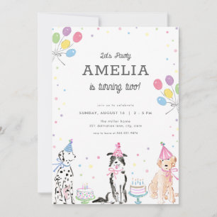 Pawty Pastel Chien chiot Invitation d'anniversaire