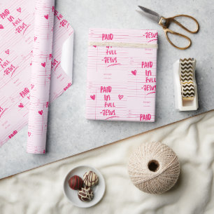 «Payé en totalité - Jésus» Papier cadeau rose chré