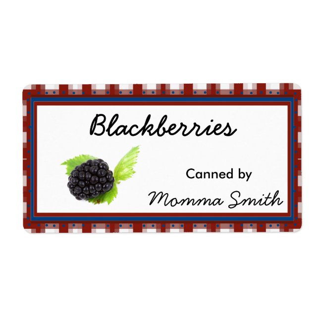Pays Blackberry Custom Canning Étiquettes (Devant)