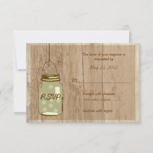 Pays Bois Rustique Mariage RSVP Pot Mason
