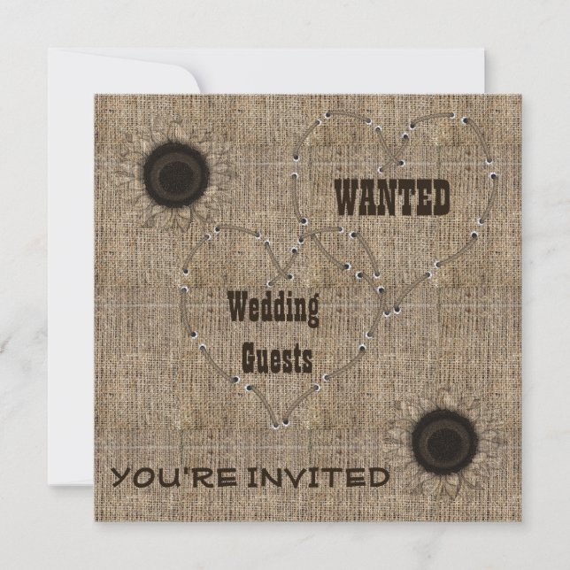 Pays Burlap Invitations de mariage (Devant)