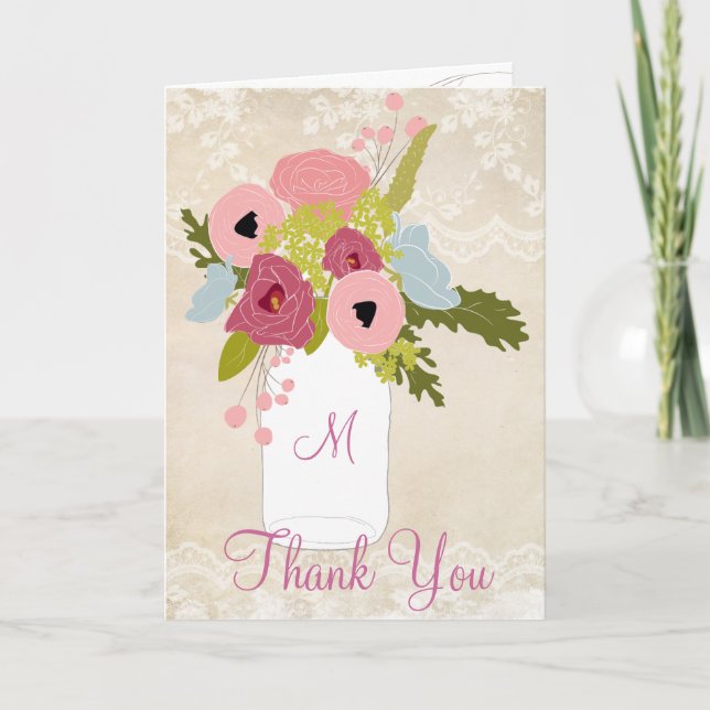 Pays Burlap Lace Mason Jar Mariage Merci (Devant)