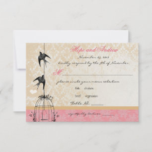 Pays Corail Damask Bird Cage Wedding RSVP