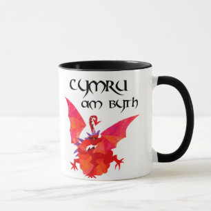 'Pays de Galles Pour Toujours' Mug : Dragon rouge