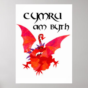 'Pays de Galles Pour Toujours' Poster Red Dragon