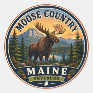 Pays de l'orignal Fryeburg Maine Autocollant Rond