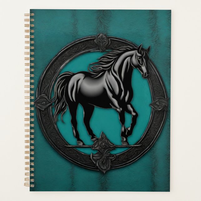 Pays de l'Ouest équestre Turquoise Cheval noir (Devant)