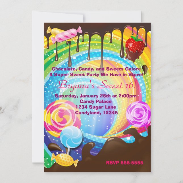 Pays de rêve ado sucré chocolat bonbon Invitation (Devant)