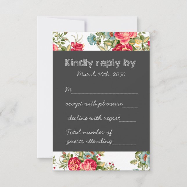 Pays de tableau noir Chintz Mariage RSVP (Devant)