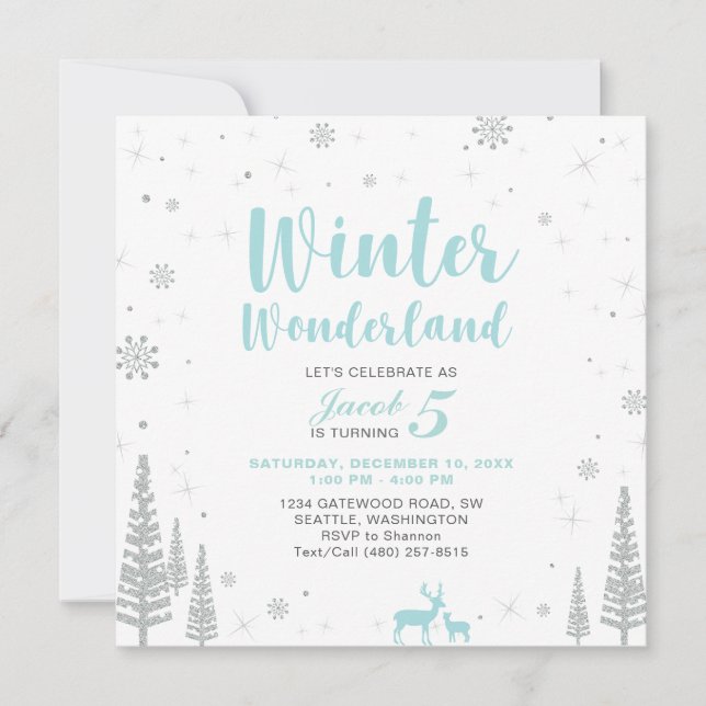 Pays des merveilles d'hiver - Invitation d'anniver (Devant)