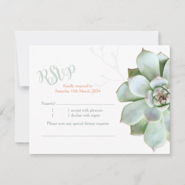 Pays Élégant Mariage Succulent RSVP (Devant)