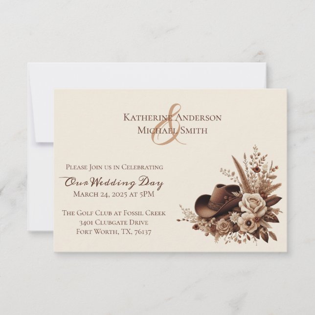 Pays élégant moderne Occidental- Floral Invitation (Devant)