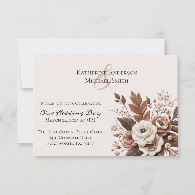 Pays élégant moderne Occidental- Floral Invitation (Devant)