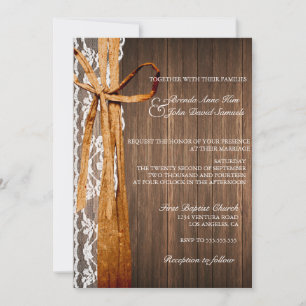 Pays Faire-part de mariage de dentelle rustique