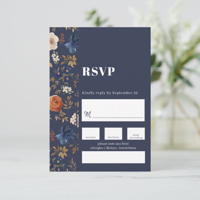 Pays Français Boho Peint Mariage Floral RSVP (Debout devant)