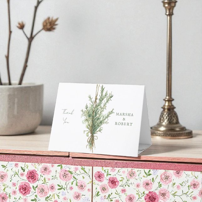 Pays français Rosemary Mariage Carte de remercieme (Créateur téléchargé)