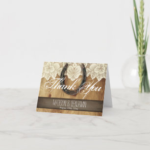 Pays Horseshoe Lace Mariage Carte de remerciements