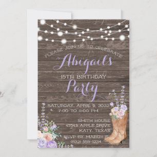 Pays Lavendar Fleurs Lilac Wood Invitation