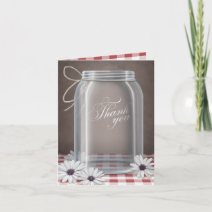 Pays Mason Jar Daisy Red En vichy Carte de remerci