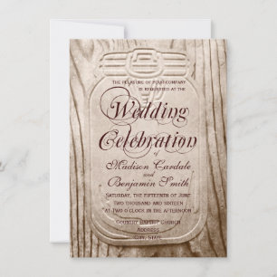 Pays Mason Jar Rustique Bois de mariage Invitation