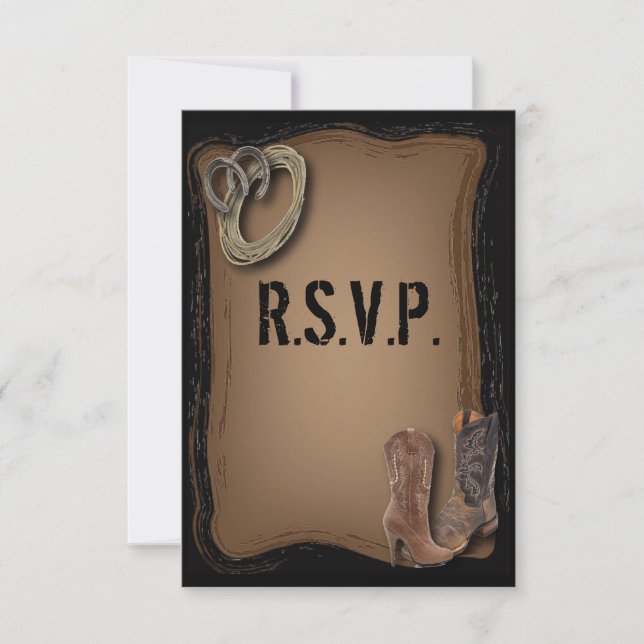 pays occidental mariage cowboy réponse RSVP (Devant)