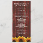 Pays Red Wood Rustic Sunflower Programmes de maria<br><div class="desc">Country Red Wood Rustic Sunflower Wedding Programmes - présente un arrière - plan en bois de grange rouge en détresse avec des tournesols au fond. Le dos est décoré de la même façon.</div>