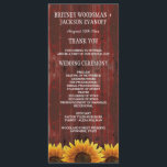 Pays Red Wood Rustic Sunflower Programmes de maria<br><div class="desc">Country Red Wood Rustic Sunflower Wedding Programmes - présente un arrière - plan en bois de grange rouge en détresse avec des tournesols au fond. Le dos est décoré de la même façon.</div>