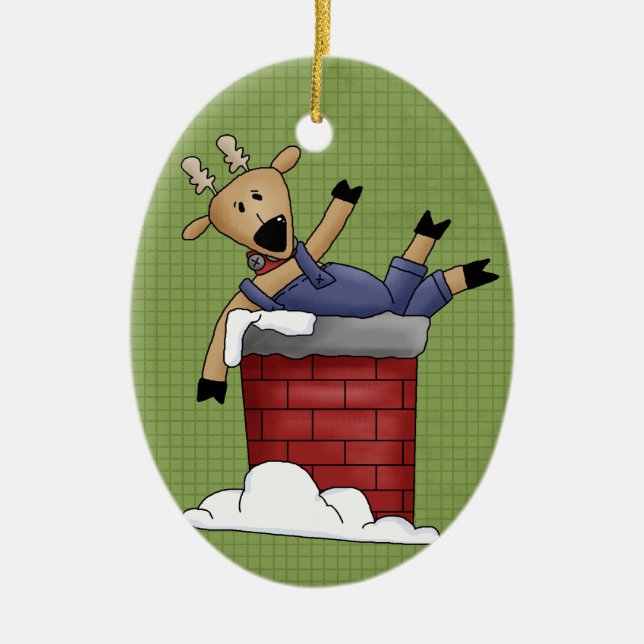 Pays Reindeer Céramique Ornement de Noël (Devant)